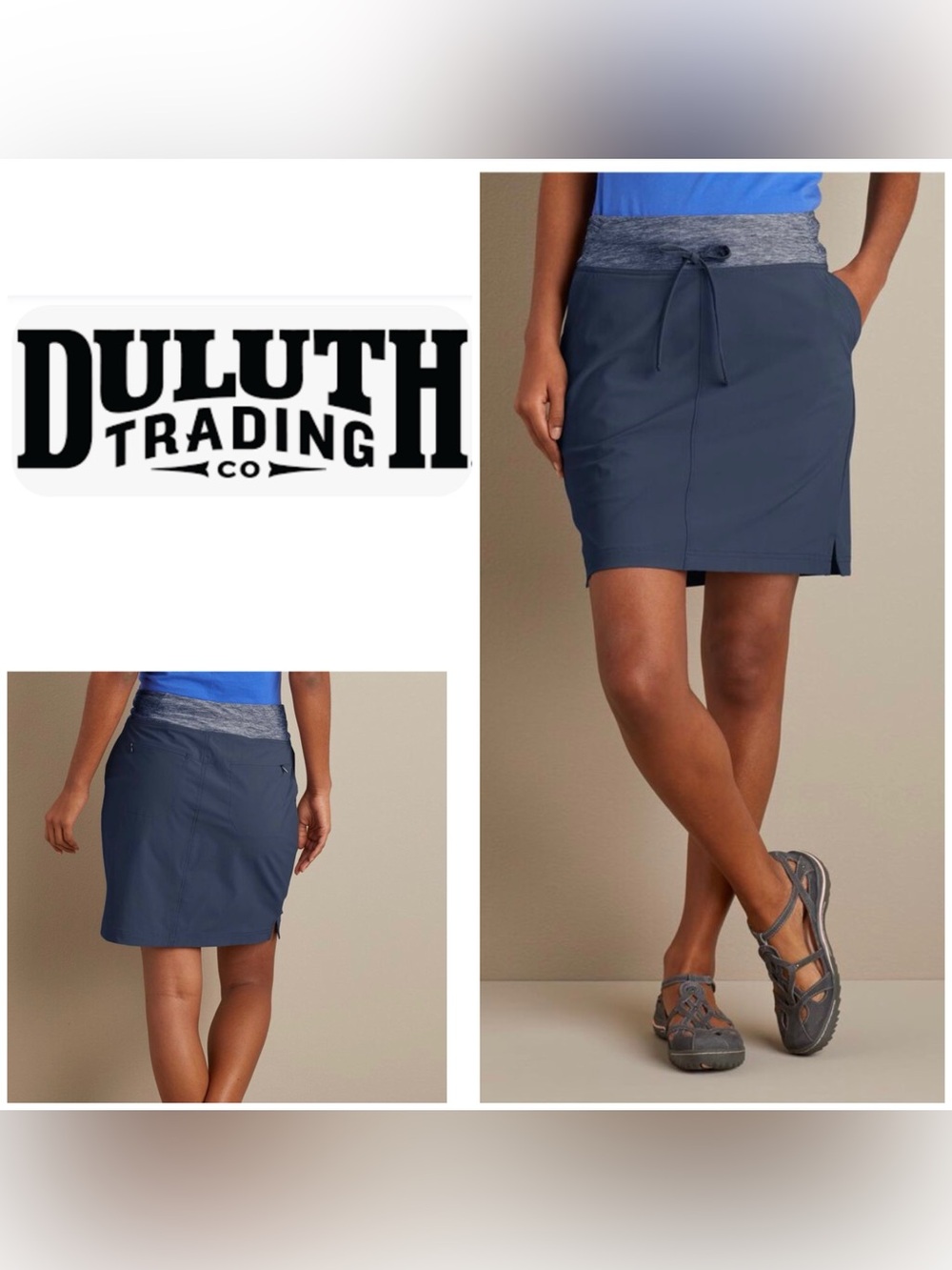 NEW $79.50 DULUTH TRADING Women 14 Armachillo Cooling Woven Skort Skirt Shorts